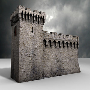 medieval tower wall castle 3d model