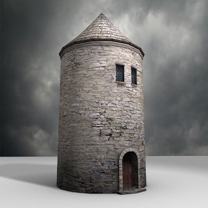 3d medieval drum tower model