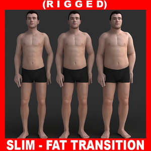 3d model realistic man slim fat