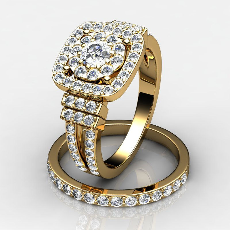 3d model set wedding engagement rings