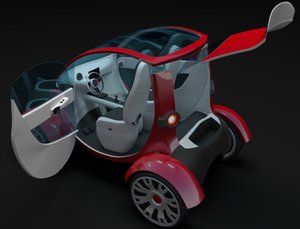 3d interior compact electric concept car