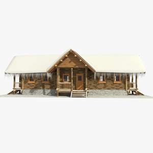 wooden log cabin 3ds