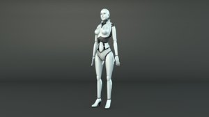 robot girl 3d model