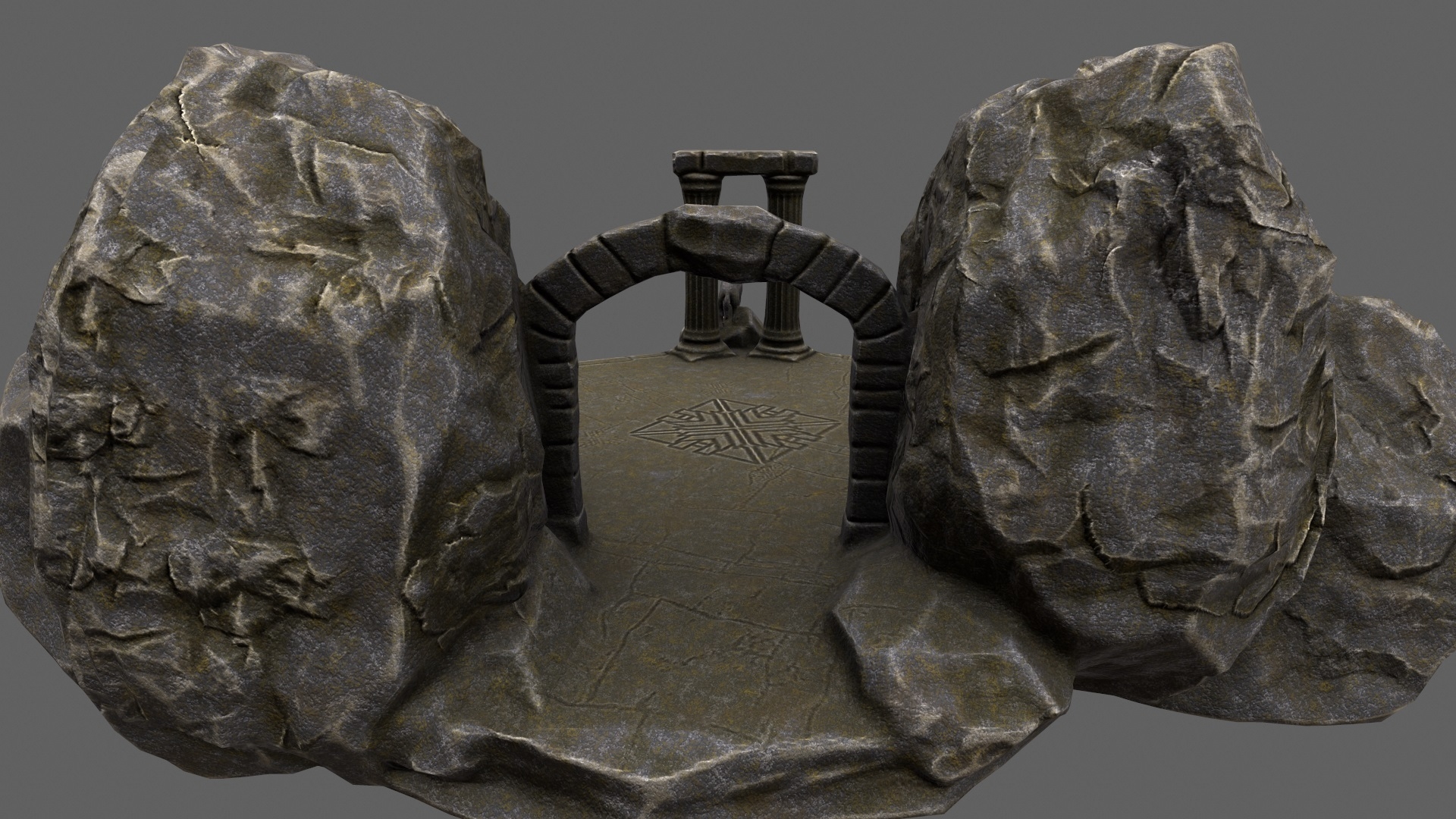 3D OBJ temple stone rock