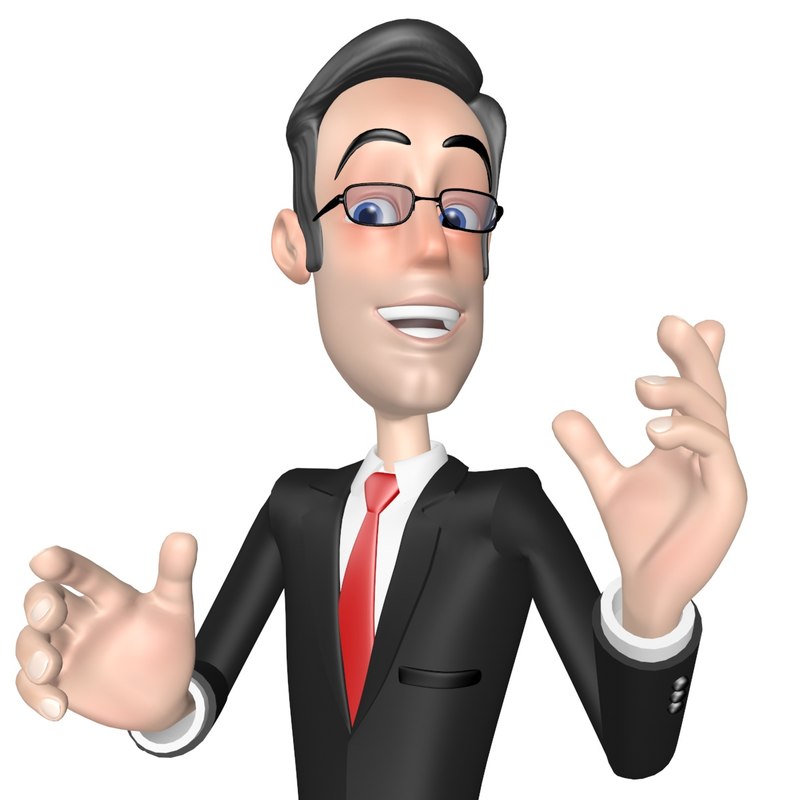 cartoon businessman character rigged 3d model