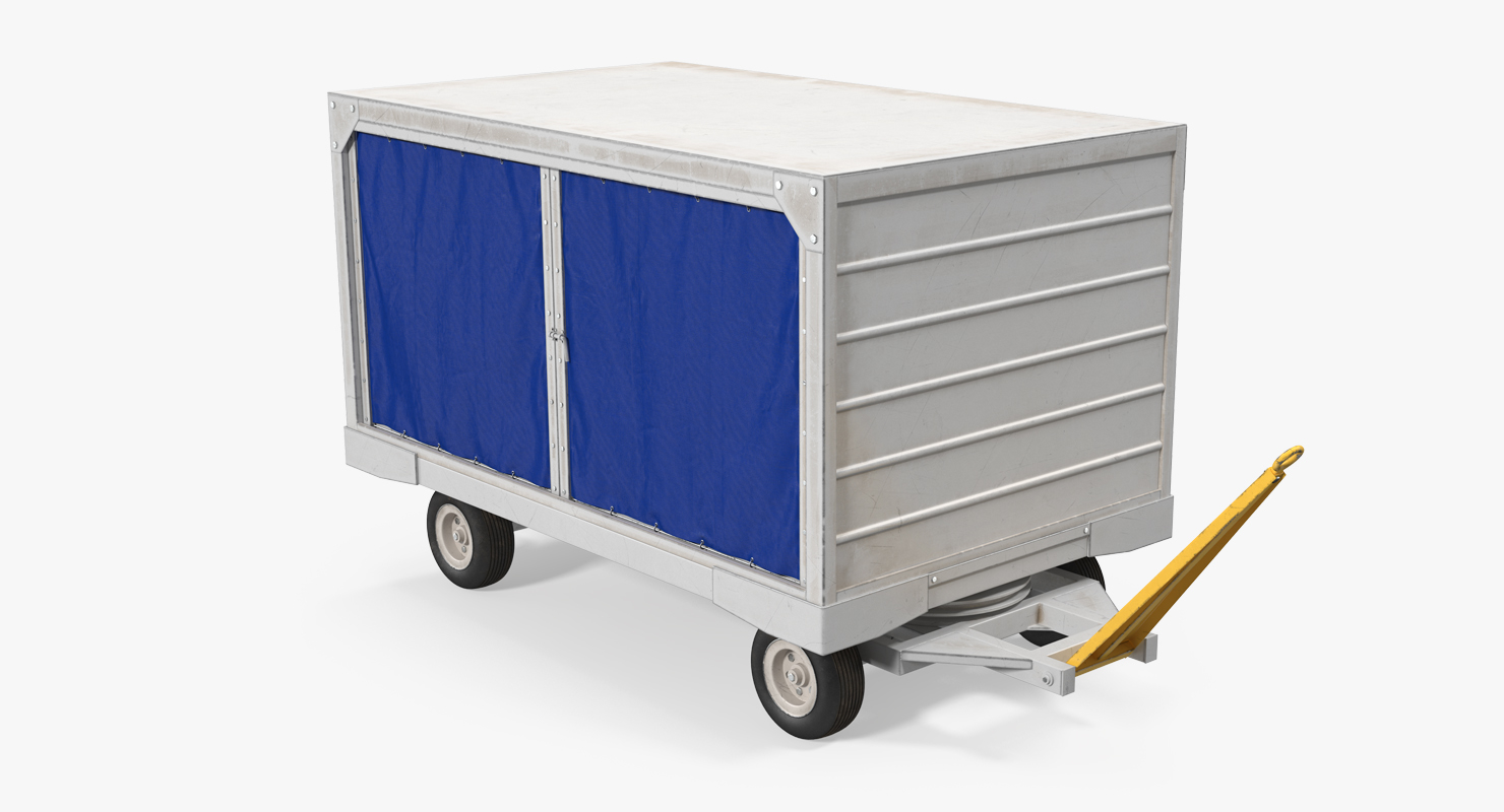 Airport baggage cart covered model 1142258 TurboSquid