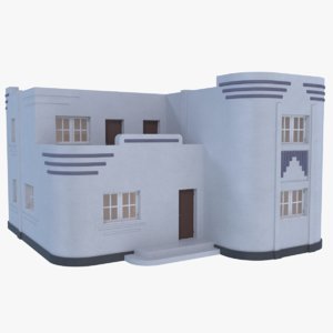 streamline moderne home interior 3D model