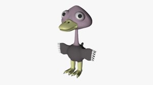 3D cartoon ostrich