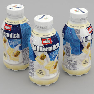 dairy bottle mullermilch white 3D model