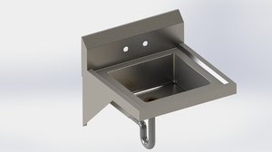 stainless steel hand sink 3D model