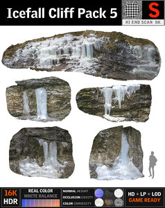 3D icefall cliff pack 5 model