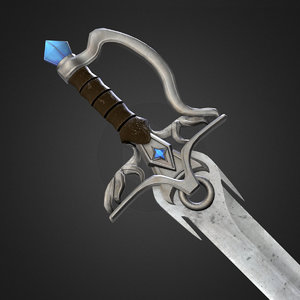 fantasy medieval sword cristal 3D model