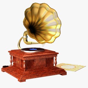 gramophone records wood 3D model