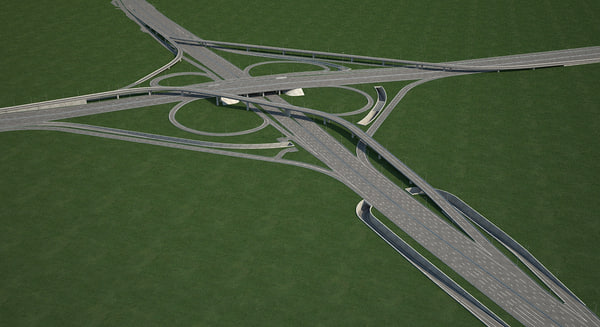 Highway road junction 3D model | 1144094 | TurboSquid