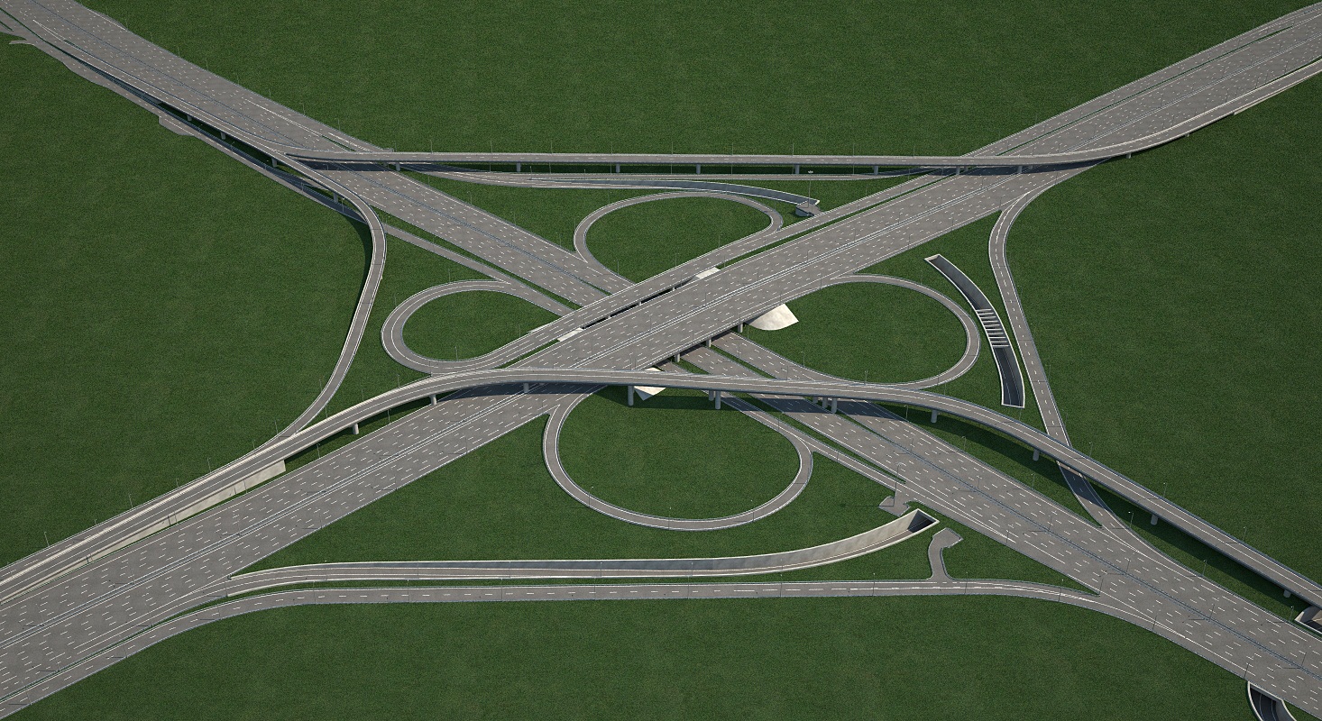highway road junction 3d model