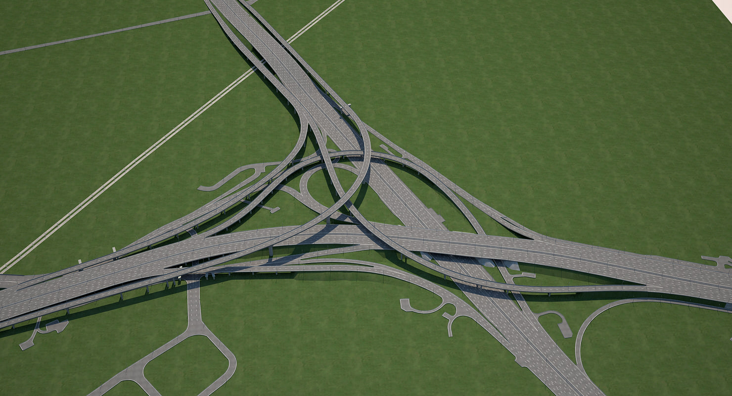 Highway road junction 3D model | 1144372 | TurboSquid