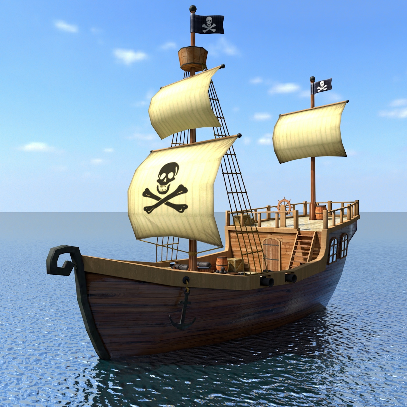 Cartoon Pirate Ship 3d Model 1144917 Turbosquid