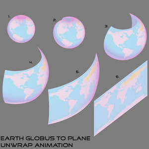 3D model animation earth globus plane