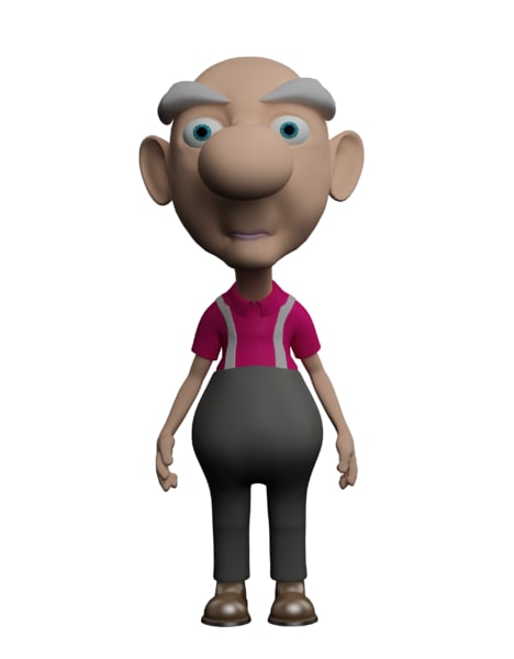 grandpa cartoon rigged 3d model