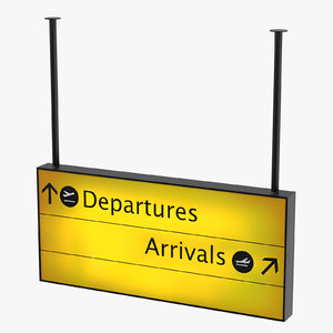 3D model airport departures arrivals sign