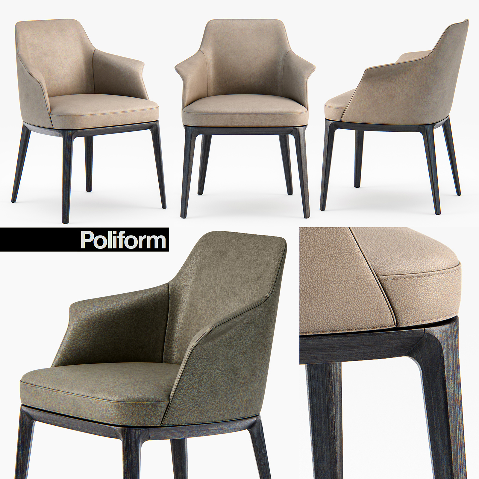 Poliform sophie armchair dining chair 3D model | 1145631 | TurboSquid