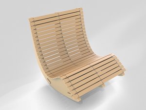 wood lounge chair 3D model