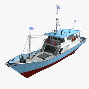 boat ship fish 3D model