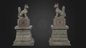 8k inari foxes shrine 3D model