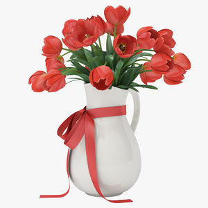 red tulips vase 3D model