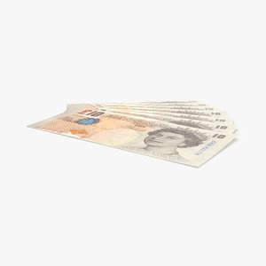 10-pound-note---fanned 3D model