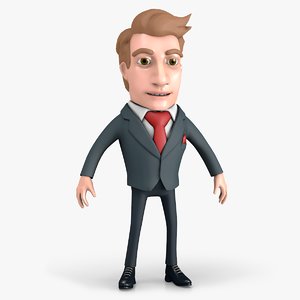 3D cartoon businessman character model