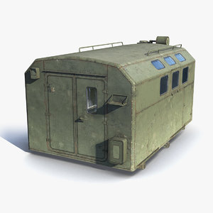 low-poly military vehicle trailer 3D model