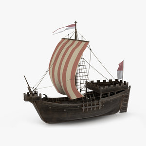 medieval ship cog 3D