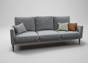 3D grey linen couch model
