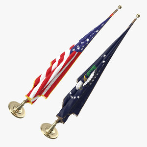 3D oval office flags usa model