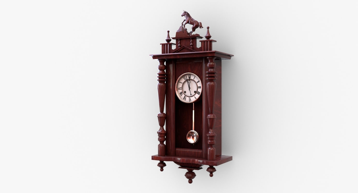 Antique Wall Clock Pendulum 3d Model Turbosquid 1150418