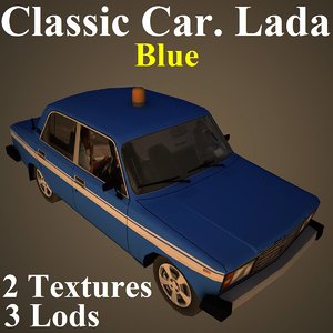 3D model classic car lada blu