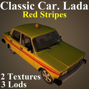 classic car lada red 3D model