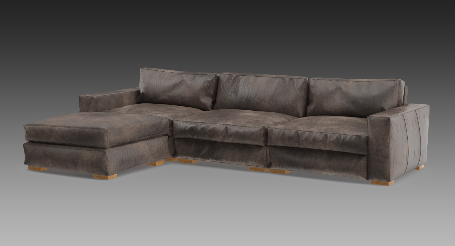 Restoration Hardware Maxwell Modular Leather Sofa