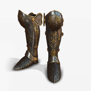 medieval armor boots 3D