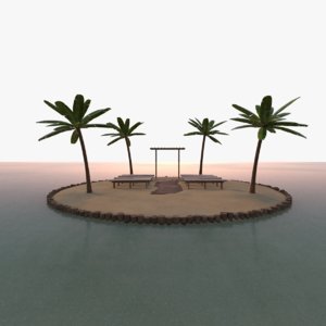 scene tropical island wedding 3D model