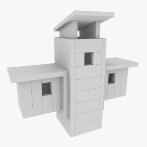 3D subdivision birdhouse blender model