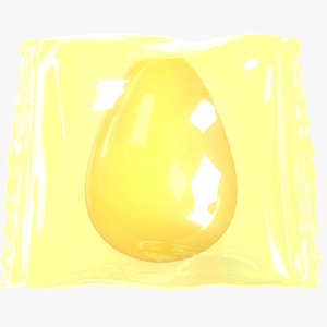 3D wrapped yellow candy model