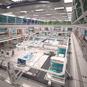 futuristic sci fi laboratory 3D