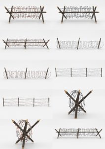 barbed wire obstacles 3D model