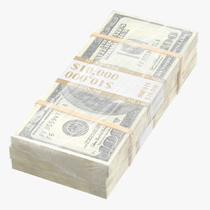 wrapped bills money 100 3D