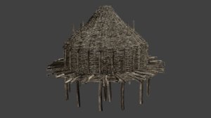 3D prehistoric wooden house