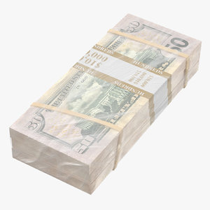 3D wrapped bills money 50