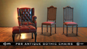 3D pbr antique gothic chairs