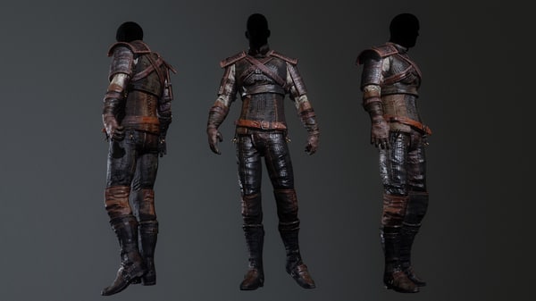 3D leather armor model - TurboSquid 1156436.